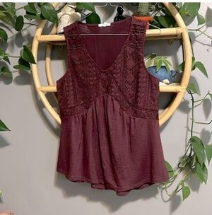 Women's Burgundy Sleeveless Top